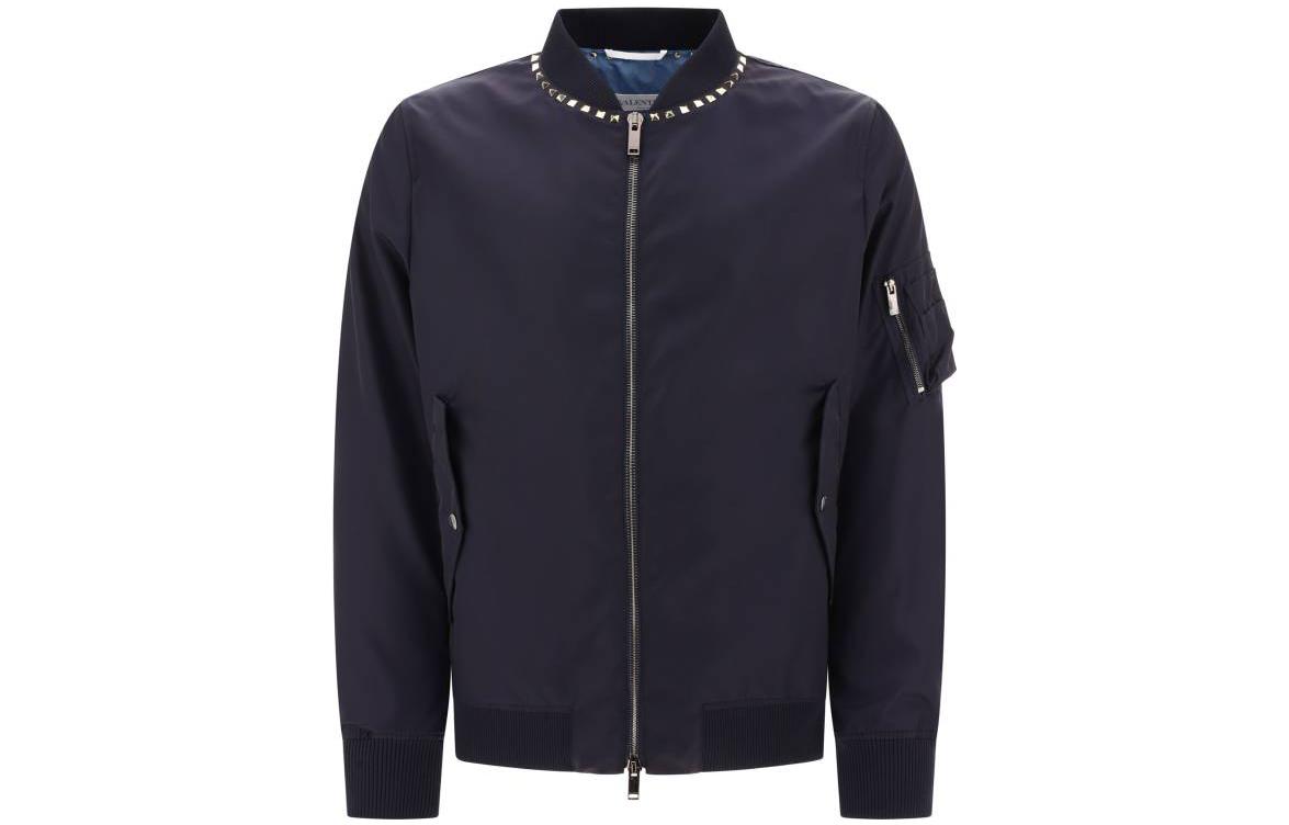 Valentino Solid Color Zip Bomber Jacket - Blue 3V3CI1702KP598
