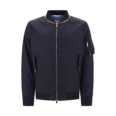 Valentino Solid Color Zip Bomber Jacket - Blue 3V3CI1702KP598