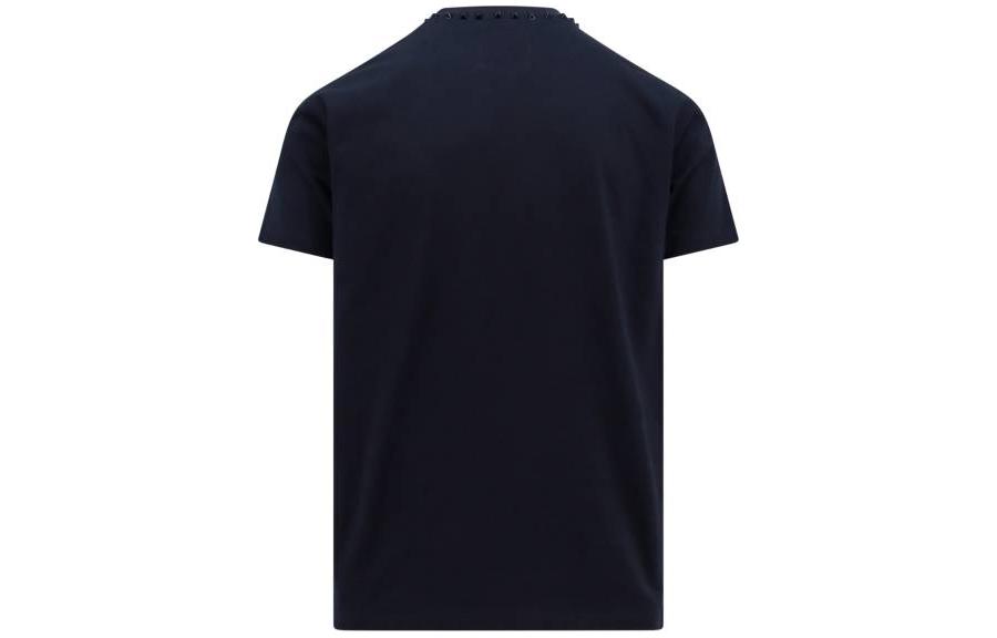 Lookbook 발렌티노 남성 네이비 블루 슬림핏 반팔 크루넥 티셔츠 4V3MG08X959598