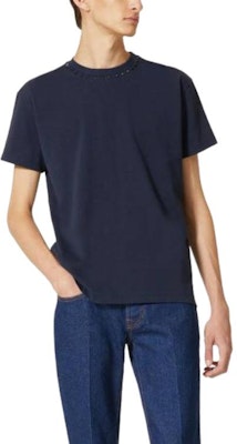 발렌티노 남성 네이비 블루 슬림핏 반팔 크루넥 티셔츠 4V3MG08X959598 Shop 발렌티노 남성 네이비 블루 슬림핏 반팔 크루넥 티셔츠 4V3MG08X959598