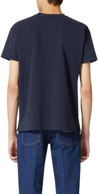 발렌티노 남성 네이비 블루 슬림핏 반팔 크루넥 티셔츠 4V3MG08X959598 Purchase 발렌티노 남성 네이비 블루 슬림핏 반팔 크루넥 티셔츠 4V3MG08X959598