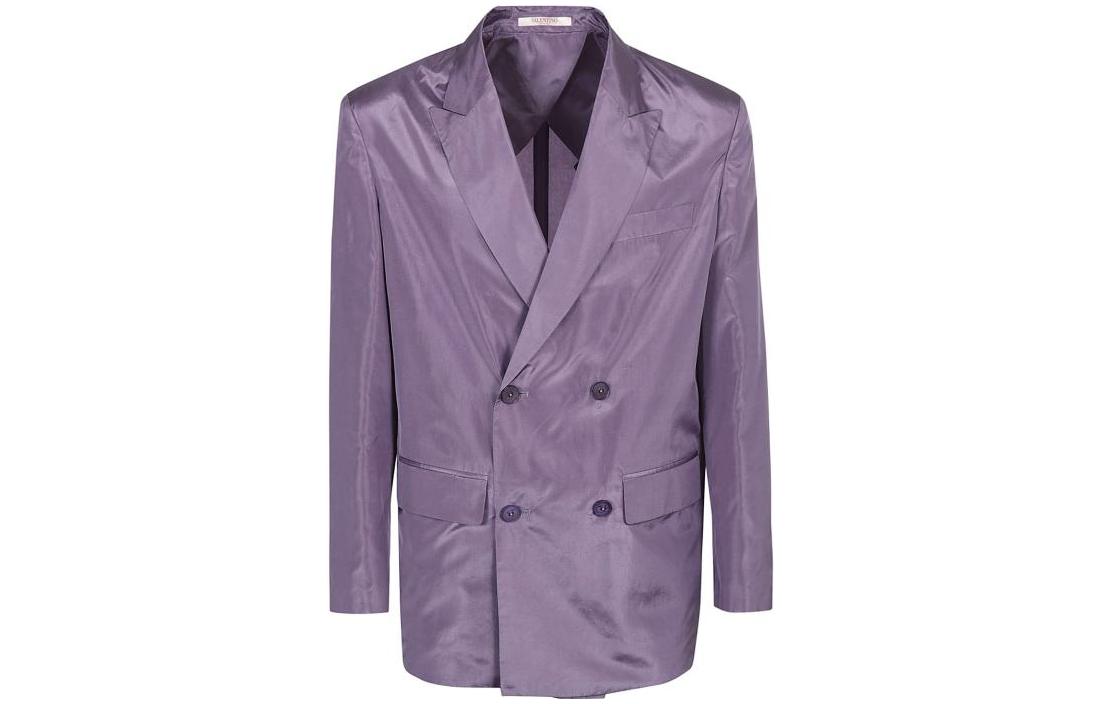 Valentino Solid Double-Breasted Purple Jacket for Men XV0CED558E3159