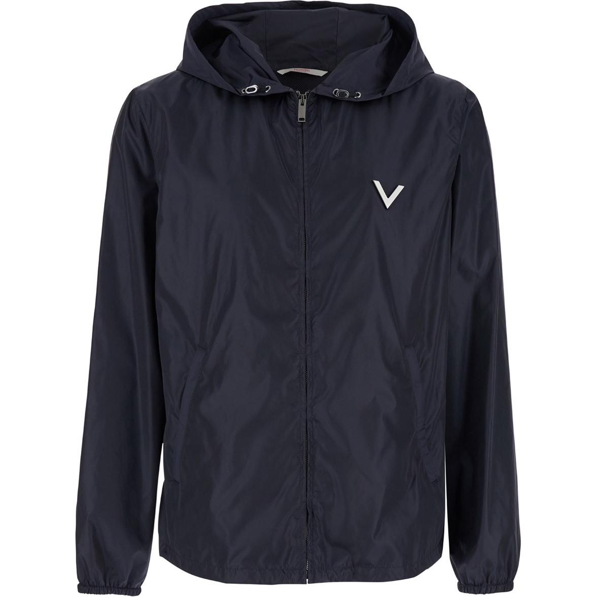 Valentino Solid Logo Print Zip Jacket for Men - Blue 5V0CI355ADP598