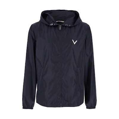 Valentino Solid Logo Print Zip Jacket for Men - Blue 5V0CI355ADP598