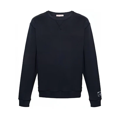 Valentino Solid Navy Blue Slim-Fit Crewneck Long-Sleeve Sweatshirt 4V3MF03U9LA598