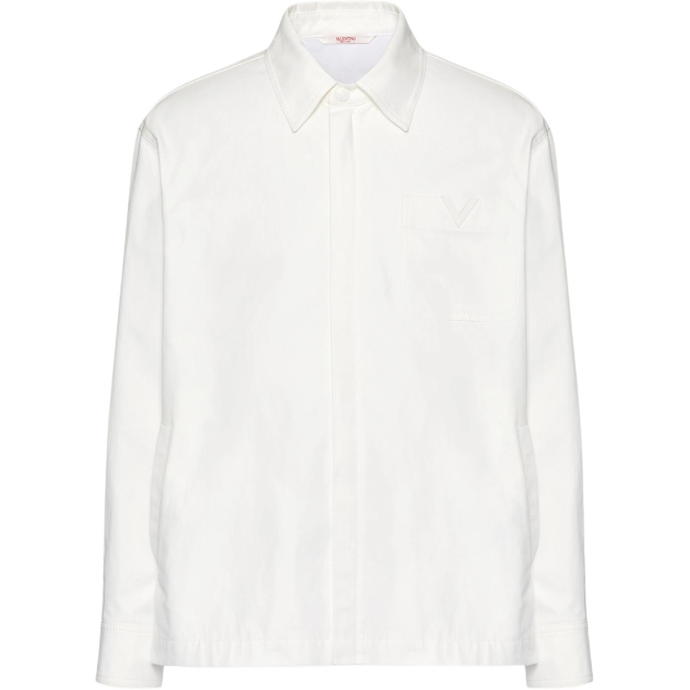 Valentino Solid White Slim-Fit Straight-Cut Jacket for Men 4V0CJJ109UAA03