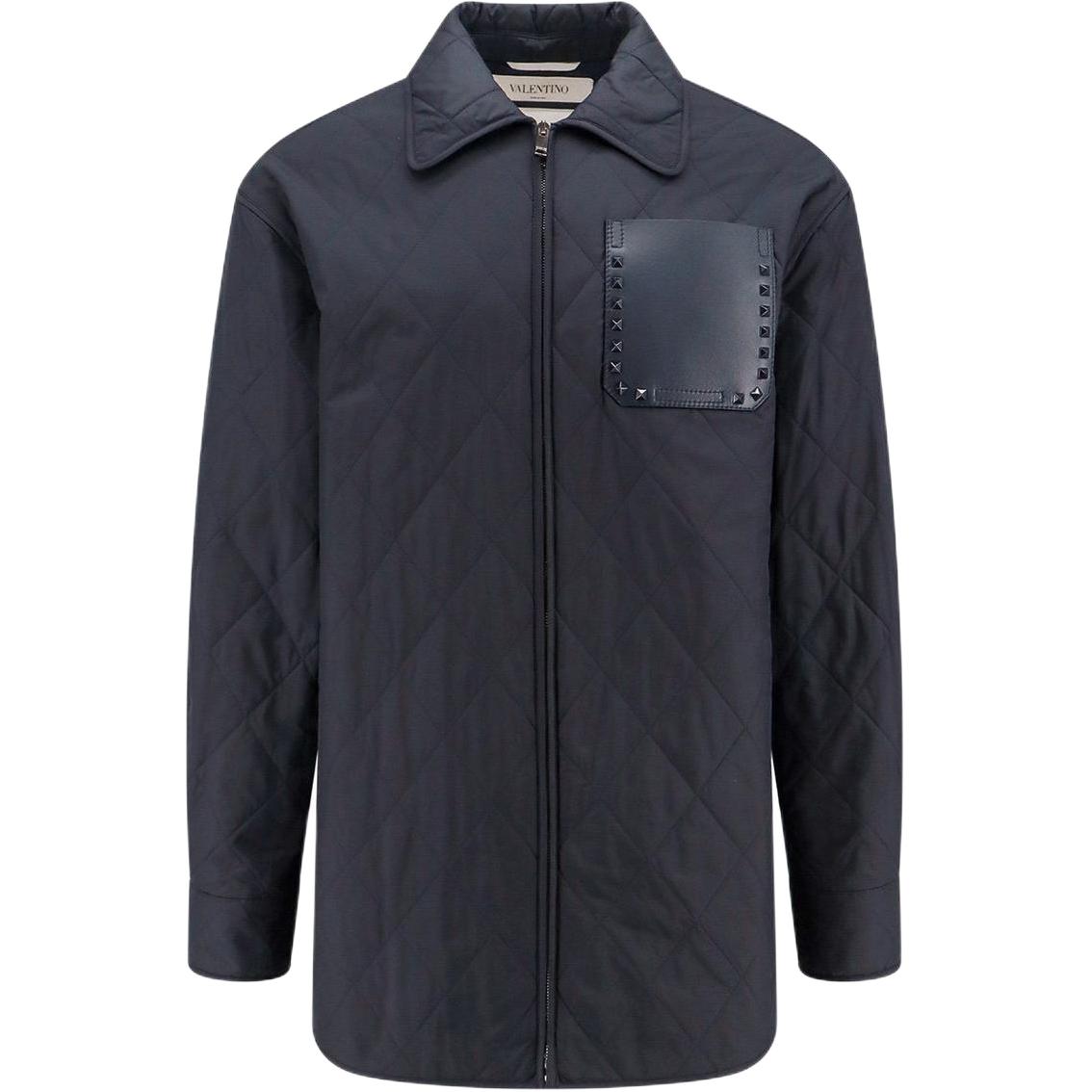 Valentino Solid Zip-Up Fitted Long-Sleeve Jacket for Men - Black 4V3CLH37A0L598