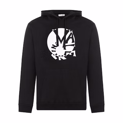 Valentino Spiral Logo Print Cotton Hoodie Black RV3MF00UVQG0NO
