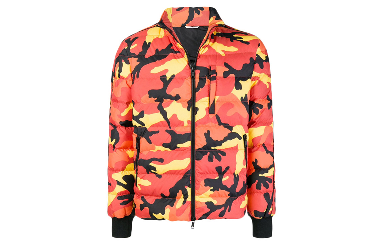 Valentino SS20 Camo Zip-Up Stand Collar Jacket QV3CNA35TSAO37