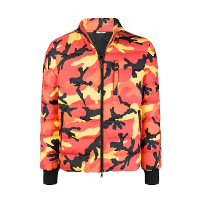 Valentino SS20 Camo Zip-Up Stand Collar Jacket QV3CNA35TSAO37