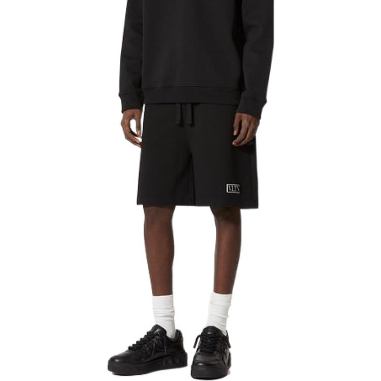 Purchase Valentino SS21 Celana Pendek Hitam Santai Model Lurus dengan Tali Serut. VV3MD02P6LB0NO