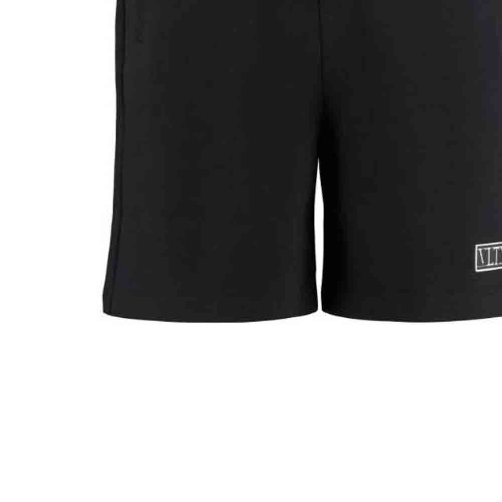 Sizing Valentino SS21 Celana Pendek Hitam Santai Model Lurus dengan Tali Serut. VV3MD02P6LB0NO