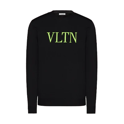 Valentino SS21 Black Letter Inlay Pullover Sweatshirt UV3KC10G6M2HW8
