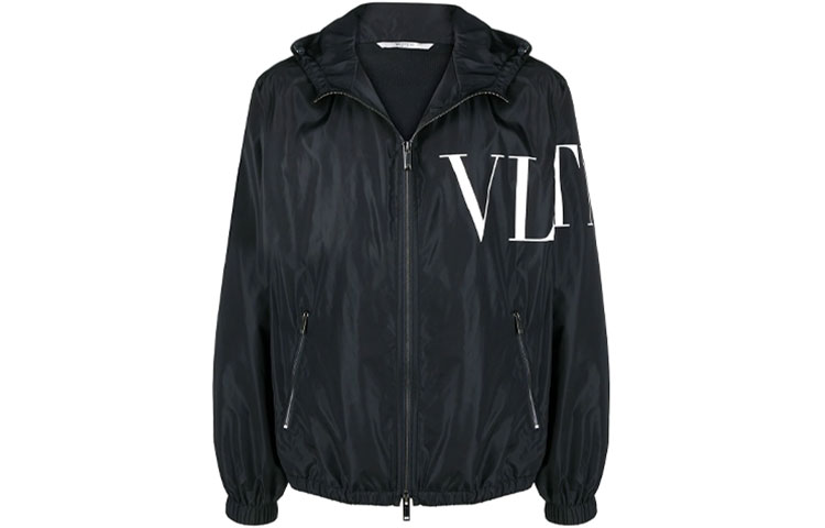 Valentino SS21 Black VLTN Logo Hooded Jacket VV3CI36871M022