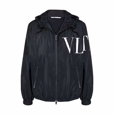 Valentino SS21 Black VLTN Logo Hooded Jacket VV3CI36871M022