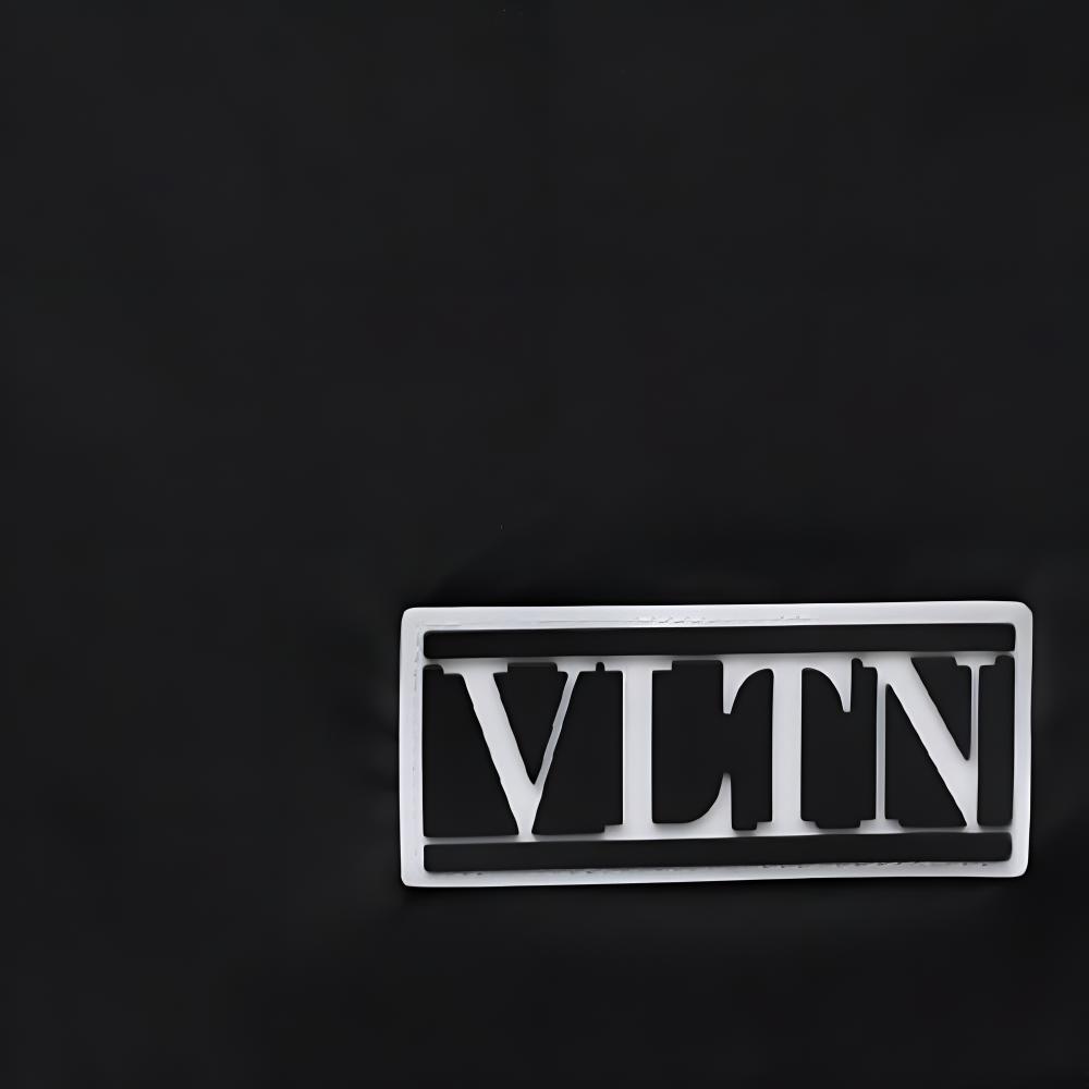 Cheap Valentino SS21 Black VLTN Print Straight Shorts VV3UH0286FN0NO