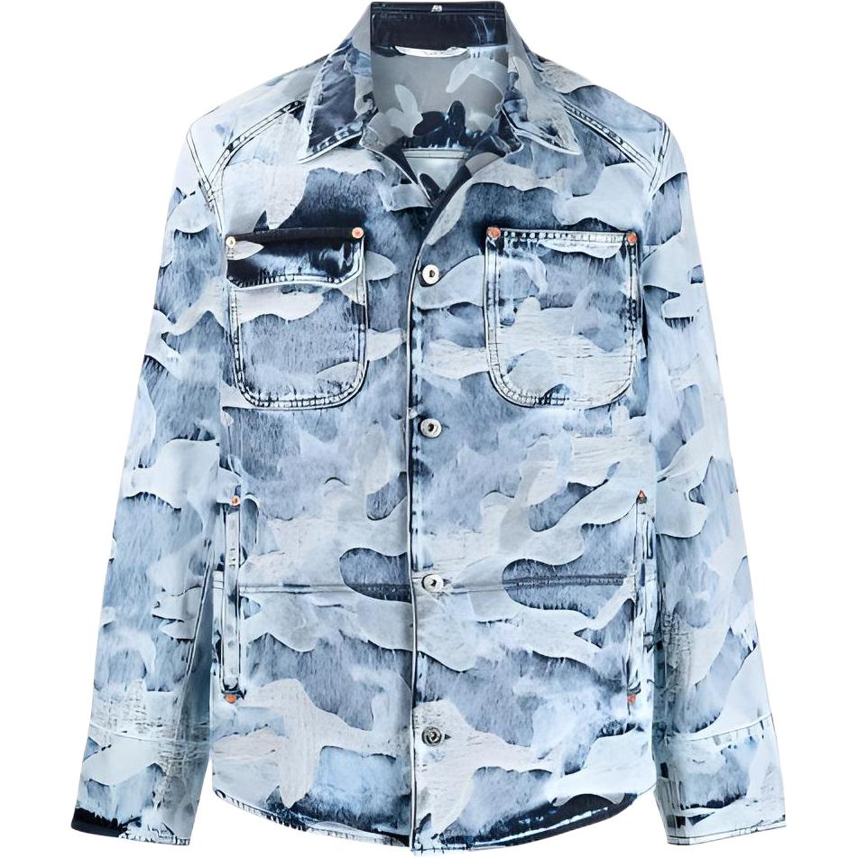 Valentino SS21 Blue Camouflage Denim Jacket VV3DC00P723508