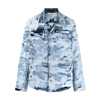 Valentino SS21 Blue Camouflage Denim Jacket VV3DC00P723508
