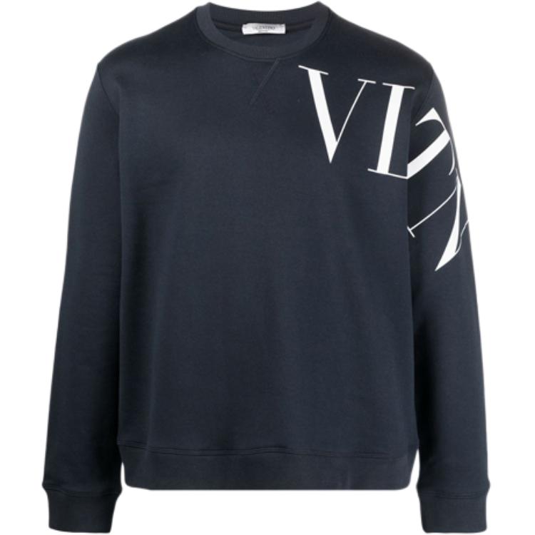 Valentino SS21 Blue Pullover Sweatshirt with Logo Print Design VV3MF10G745NB4