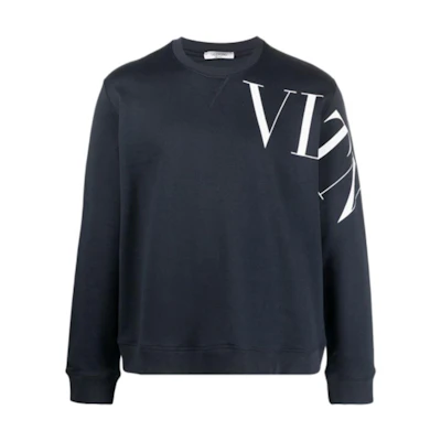 Valentino SS21 Blue Pullover Sweatshirt with Logo Print Design VV3MF10G745NB4