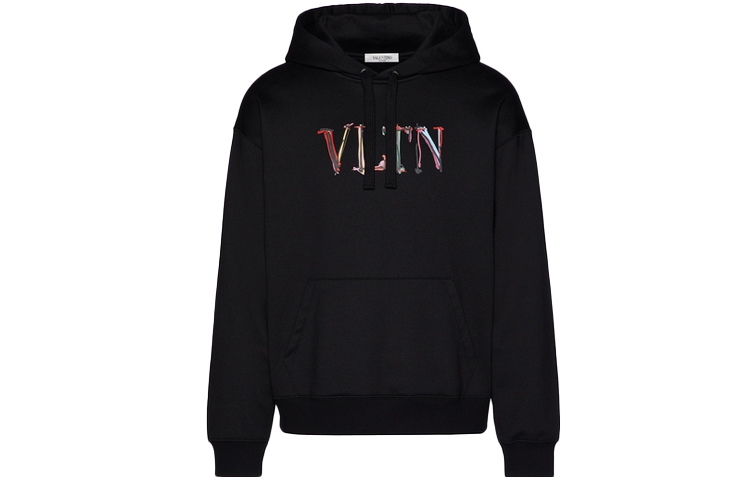Valentino SS21 Letter Print Hoodie Black VV3MF15P74QJYM
