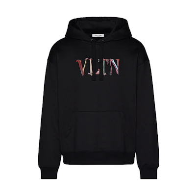 Valentino SS21 Letter Print Hoodie Black VV3MF15P74QJYM
