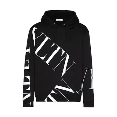 Valentino SS21 Logo Print Cotton Pullover Sweatshirt Black Mens SV3MF0425G10N1