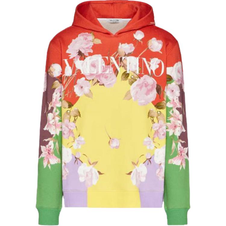 Valentino SS21 Multicolor Floral Logo Hoodie Multicolor VV0MF18E7EMG57