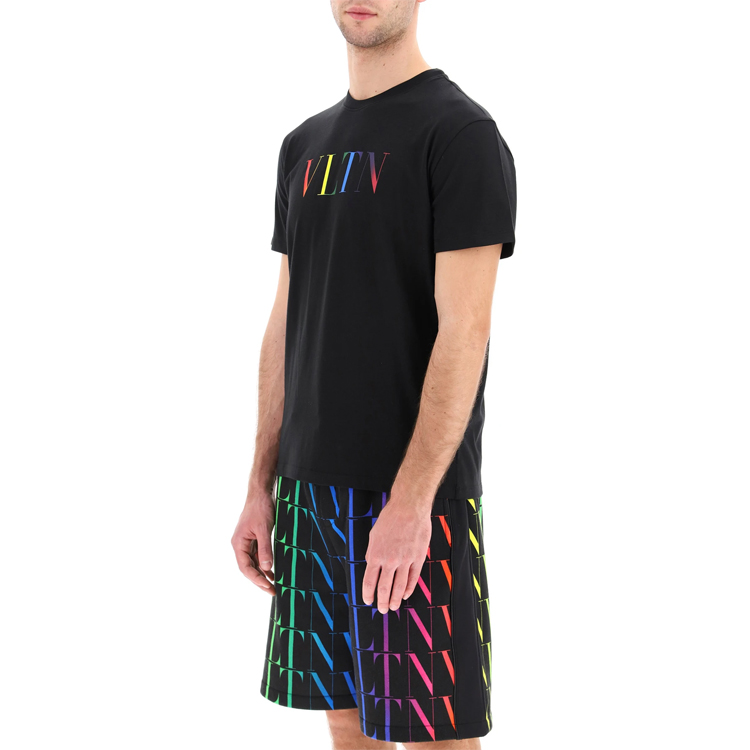 Details for Valentino Kaos Pria Hitam SS21 Multicolor Letter Cotton VV3MG10V72U20T