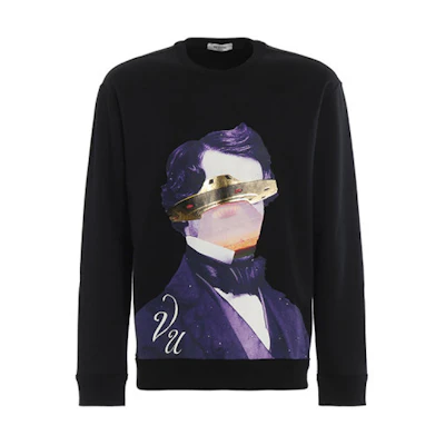 Valentino SS21 Pattern Print Solid Color Sweatshirt Black SV0MF0625PDPP0