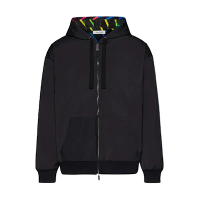 Valentino SS21 Reversible Colorblock Zip-Up Track Jacket Black Mens VV3MF15P73Q20K
