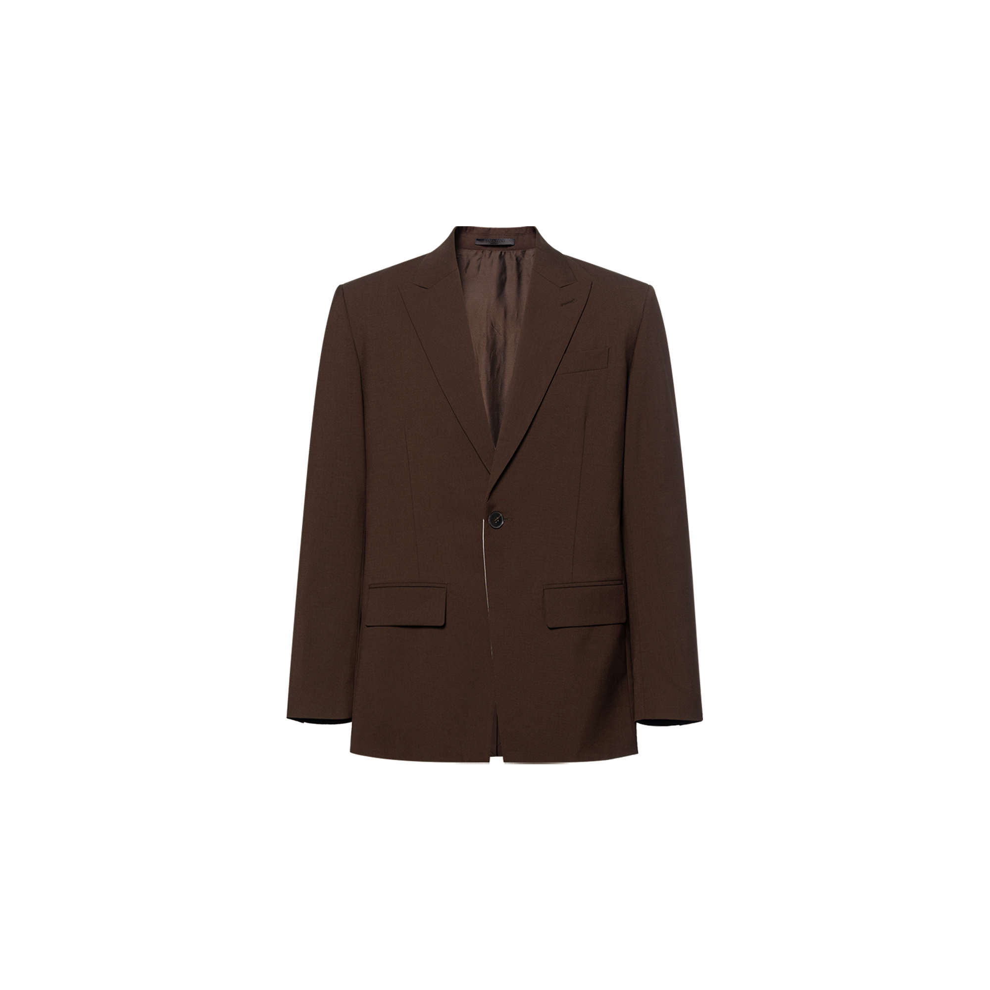 Valentino SS21 Solid Brown Single-Breasted Blazer Jacket VV0CEC756DPE05