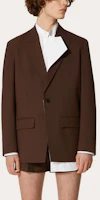 Shop Valentino SS21 經典棕色單扣西裝外套 VV0CEC756DPE05