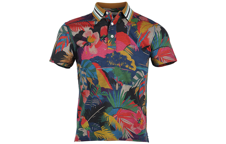Valentino SS21 Tropical Floral Print Polo Shirt Multicolor. MV3MH01B48AT62