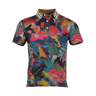 Valentino SS21 Tropical Floral Print Polo Shirt Multicolor. MV3MH01B48AT62