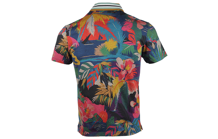 Lookbook 발렌티노 SS21 트로피컬 플로럴 프린트 폴로 셔츠 멀티컬러. MV3MH01B48AT62