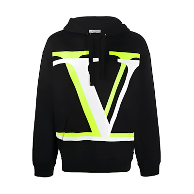 Valentino SS21 VLogo Signature Shadow Print Green V Hoodie Jacket Black Men UV3MF14J6K5PM6
