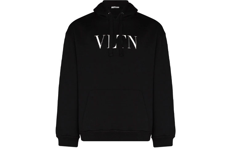 Valentino SS21 VLTN Logo Black Hoodie VV3MF14F3TV0NO
