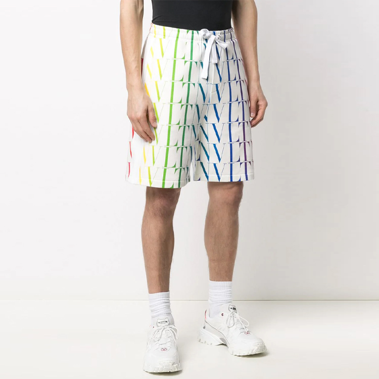 Lookbook Valentino SS21 VLTN Times Bermuda Shorts Putih Pria VV3MD02Q6LFL81