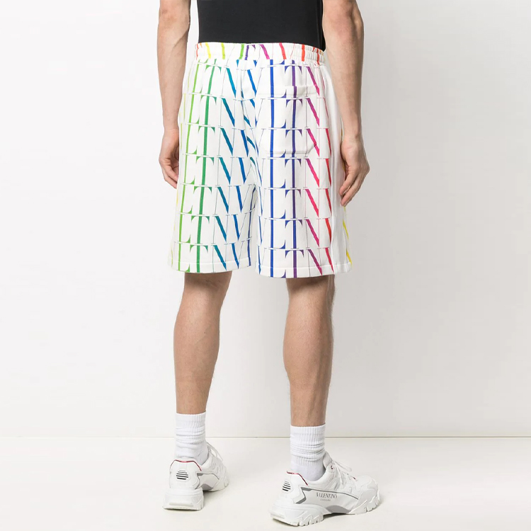 Shop Valentino SS21 VLTN Times Bermuda Shorts Putih Pria VV3MD02Q6LFL81