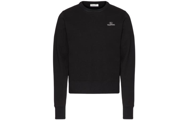 Valentino SS22  Black Crewneck Sweatshirt with Small Logo Print. 1V3MF23D8NW0NO