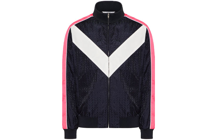 Valentino SS22  Black Jacquard Logo Long Sleeve Track Jacket. XV3CII3480UAB4