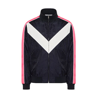 Valentino SS22 Black Jacquard Logo Long Sleeve Track Jacket. XV3CII3480UAB4