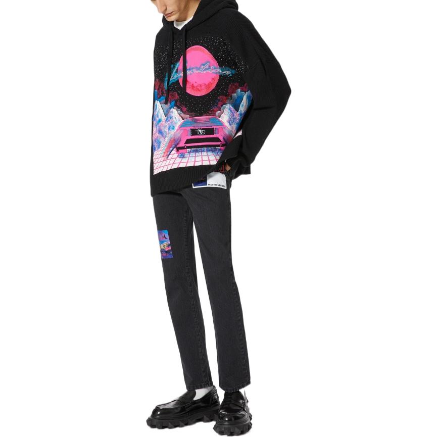 Lookbook 华伦天奴SS22黑色修身牛仔裤，实色拼接设计 XV3DE01W8300NO