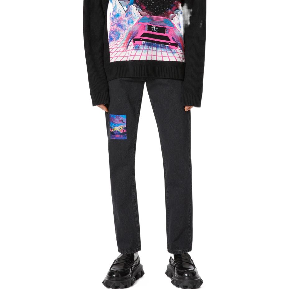 Purchase 华伦天奴SS22黑色修身牛仔裤，实色拼接设计 XV3DE01W8300NO