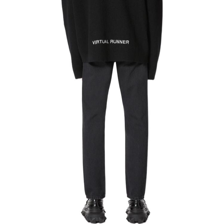 Details for 华伦天奴SS22黑色修身牛仔裤，实色拼接设计 XV3DE01W8300NO