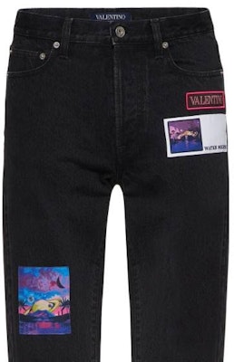 华伦天奴SS22黑色修身牛仔裤,实色拼接设计 XV3DE01W8300NO Sizing 华伦天奴SS22黑色修身牛仔裤,实色拼接设计 XV3DE01W8300NO