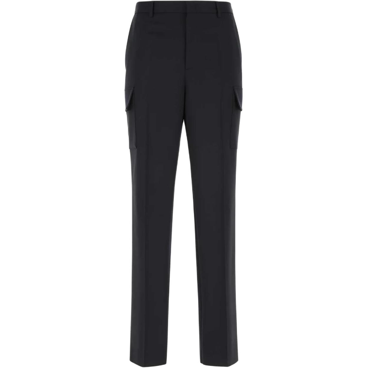 Valentino SS22  Black Solid High-Waisted Straight-Leg Casual Pants. XV3RBG03804598