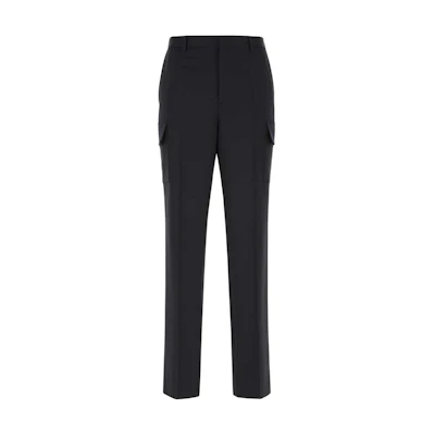 Valentino SS22 Black Solid High-Waisted Straight-Leg Casual Pants. XV3RBG03804598
