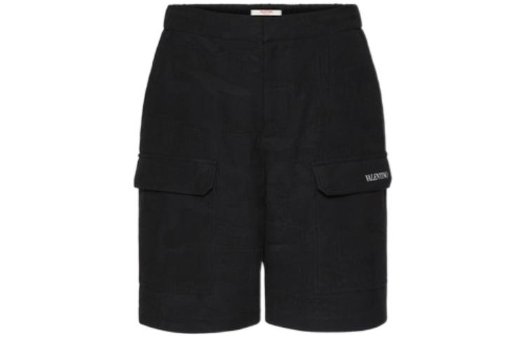 Valentino SS22  Black Straight Shorts with Logo Pocket Design 1V3RDC658KTF02